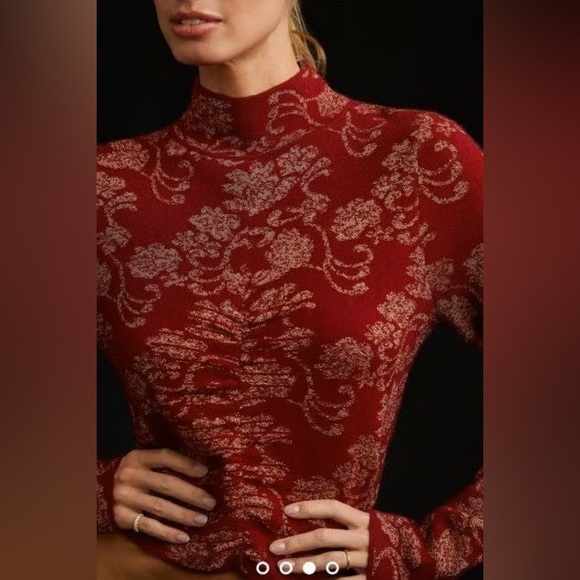 NWT Anthropologie Floral Ruched Mock Neck Sweater Size M - Picture 15 of 15